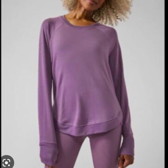 Athleta Mindset  Pullover Long Sleeve Modal Blend Maroon Athleisure Sweatshirt - Picture 1 of 16